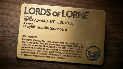 Lords of Lorne brass collector card — engraved chain of custody