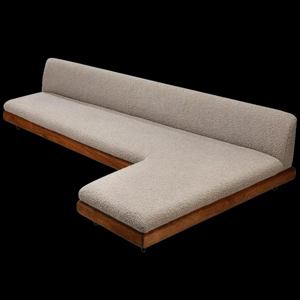 Adrian Pearsall Grand Boomerang Sofa Model 1600-S Pierre Frey Bouclé Grey — reclaimed Toms River New Jersey